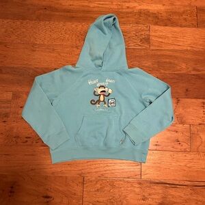 Kids Aqua Hoodie with Monkey Graphic
